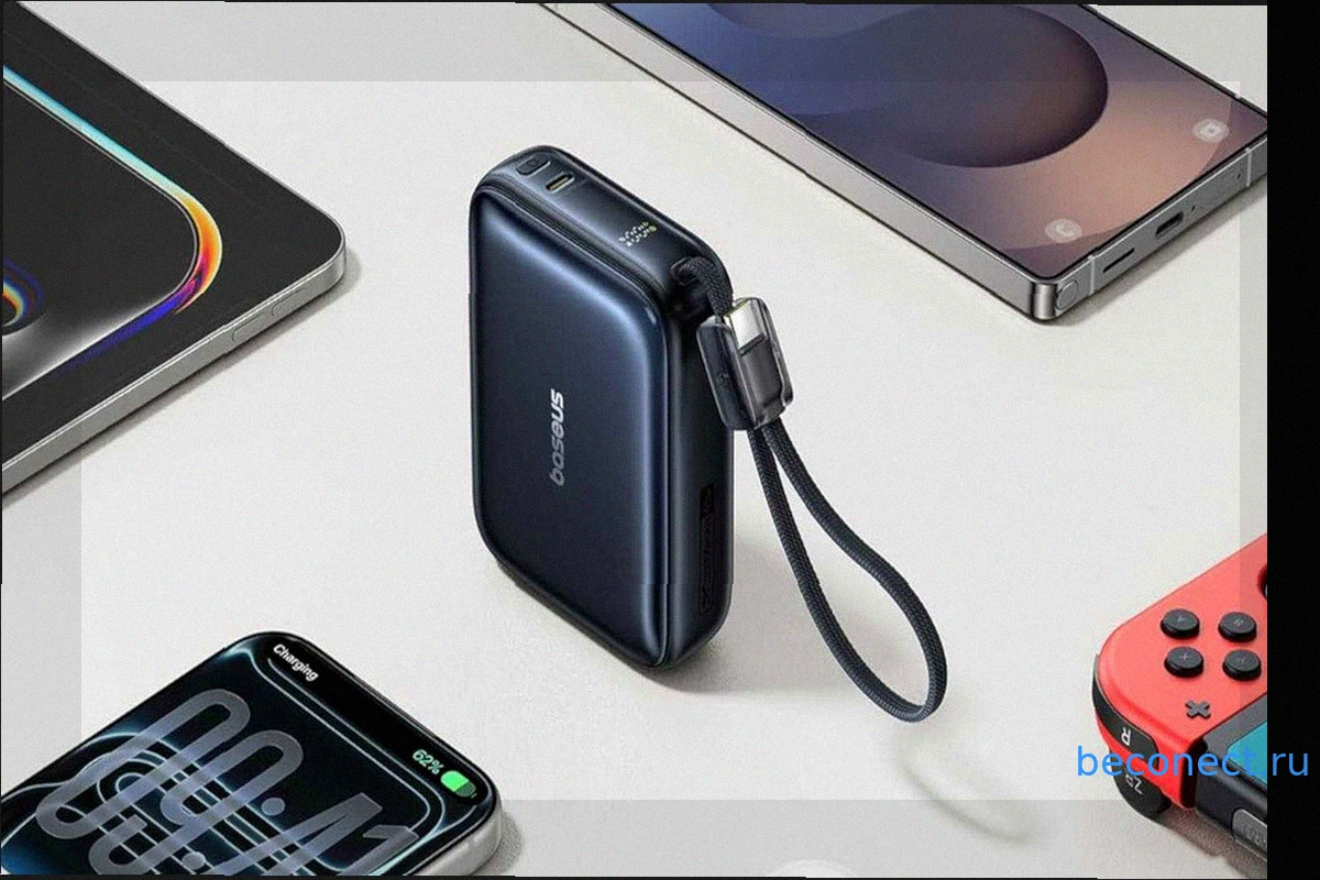 Baseus Picogo AC22: Ультракомпактный Power Bank 45 Вт со Встроенным USB-C Кабелем